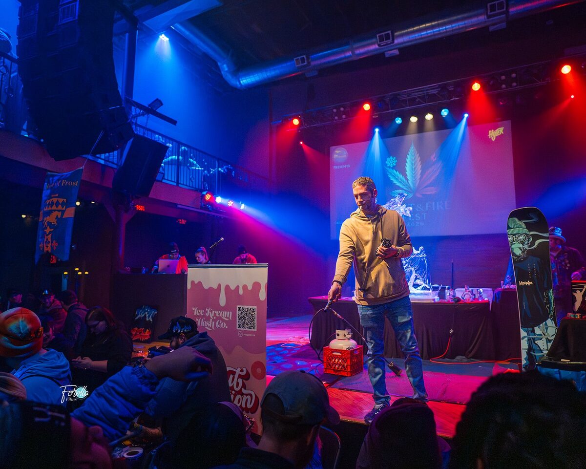 Host on stage before the sponsor screen
